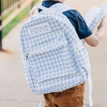 Load image into Gallery viewer, Blue Gingham Backpack
