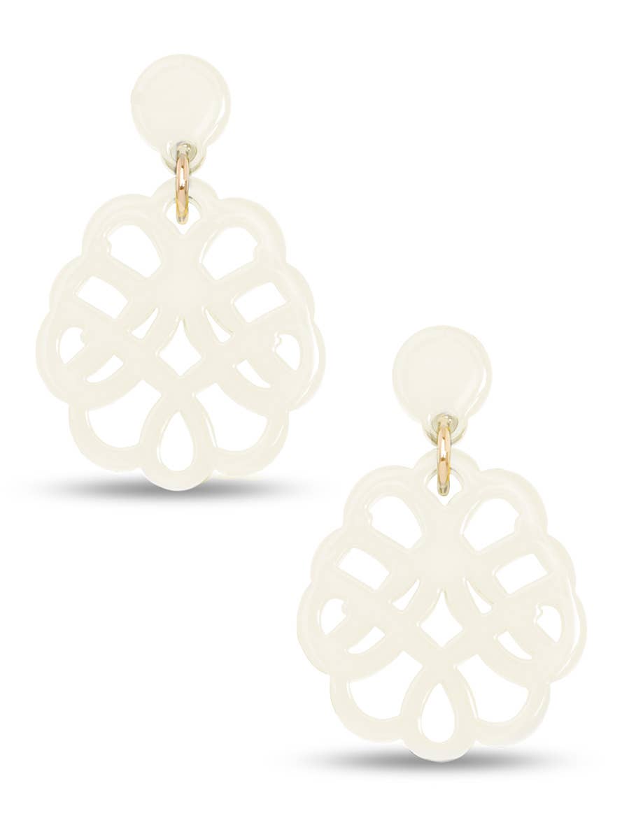 Resin Web Drop Earring: Cream