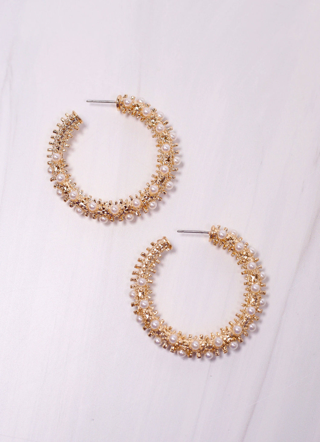 Bromley Pearl Hoop Earring GOLD: Default