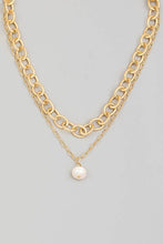 Load image into Gallery viewer, Pearl Charm Chain Layered Necklace J2238PRL: Gold
