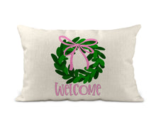 Load image into Gallery viewer, Spring Pillow - Pink Bow Wreath: Pillow Cover
