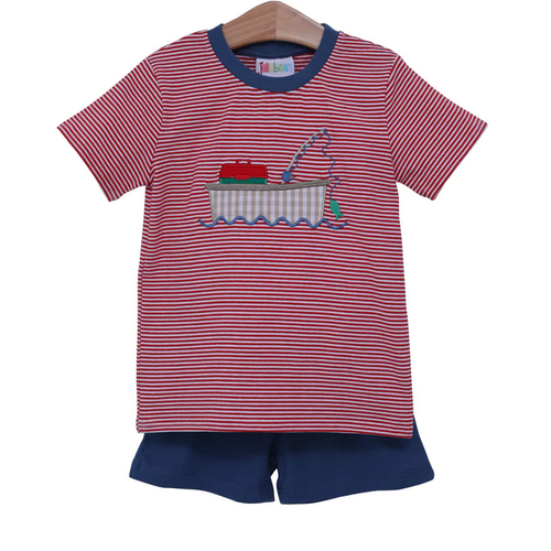 Fishing Boat Applique Short Set