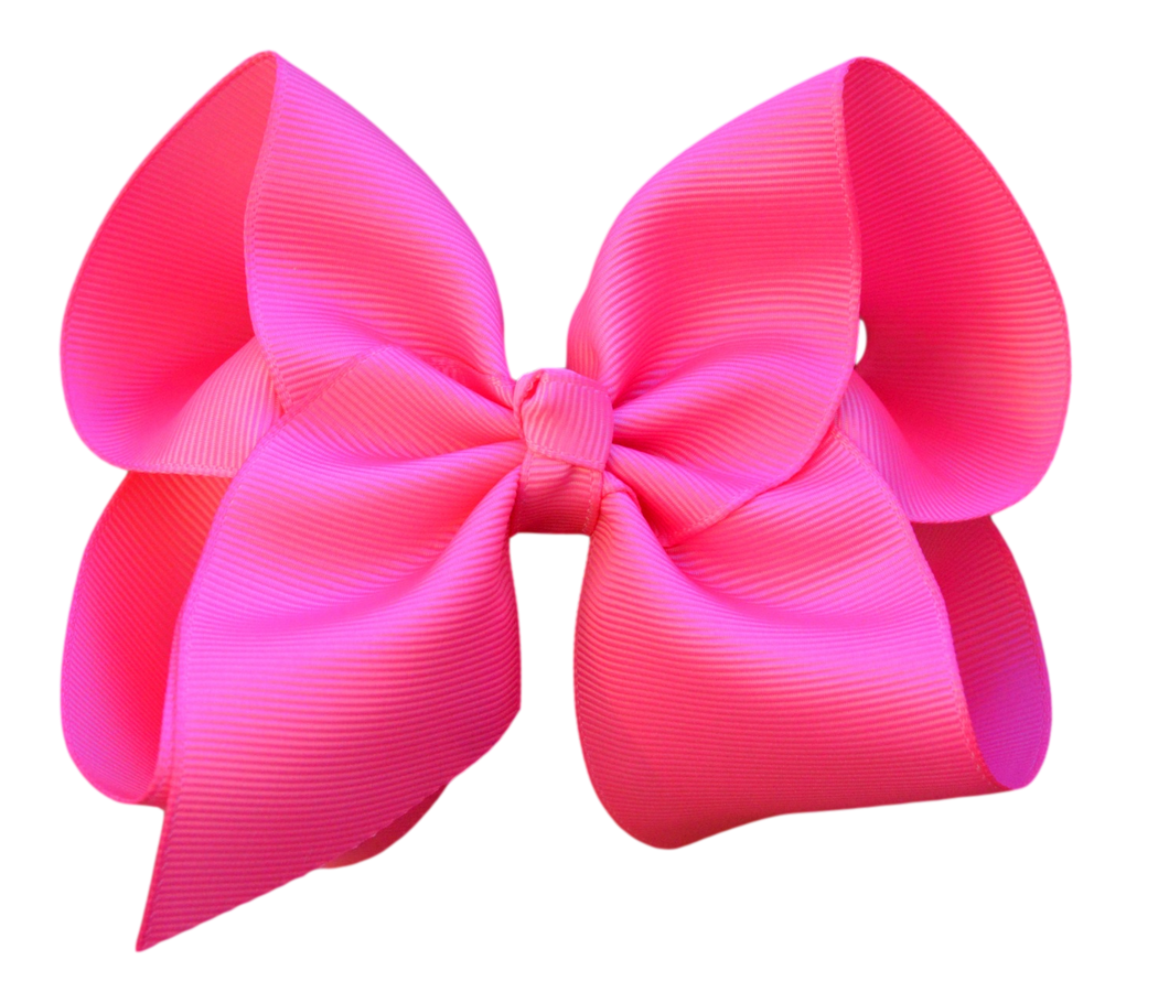 5 inch ( 2 inch Ribbon Width) Solid Grosgrain Bow: 5 Inch / Neon Pink