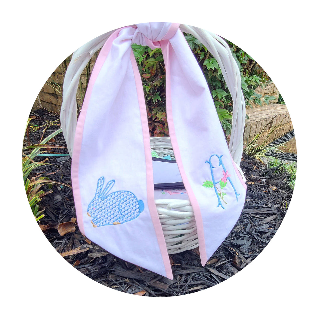 Two Color Linen Sash PEREWINKLE PLAIN OR ONE LETTER
