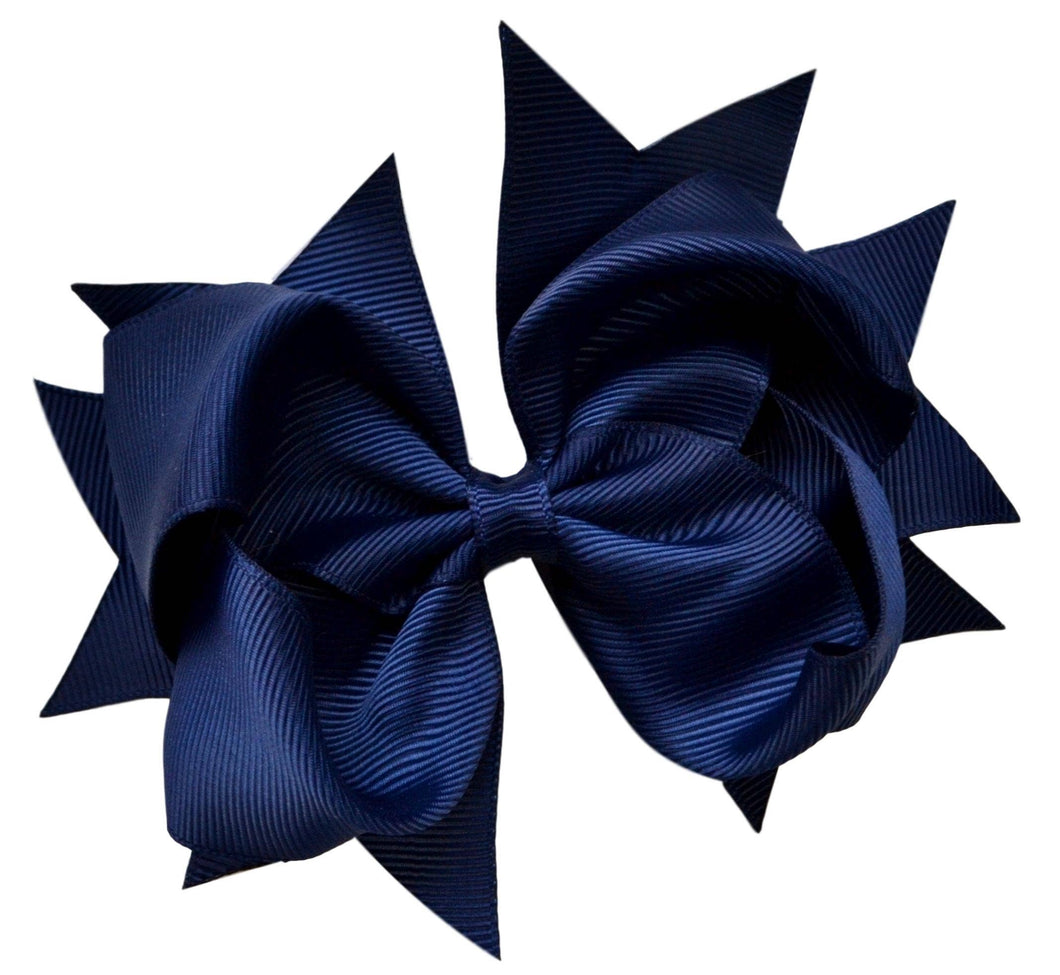 4.5 Inch Grosgrain Hair Bow - MANY COLORS!: Navy Blue