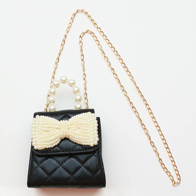 Metallic Pearl Bow Bag