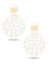 Load image into Gallery viewer, Modern Damask Pattern Resin Drop Earring: Cream
