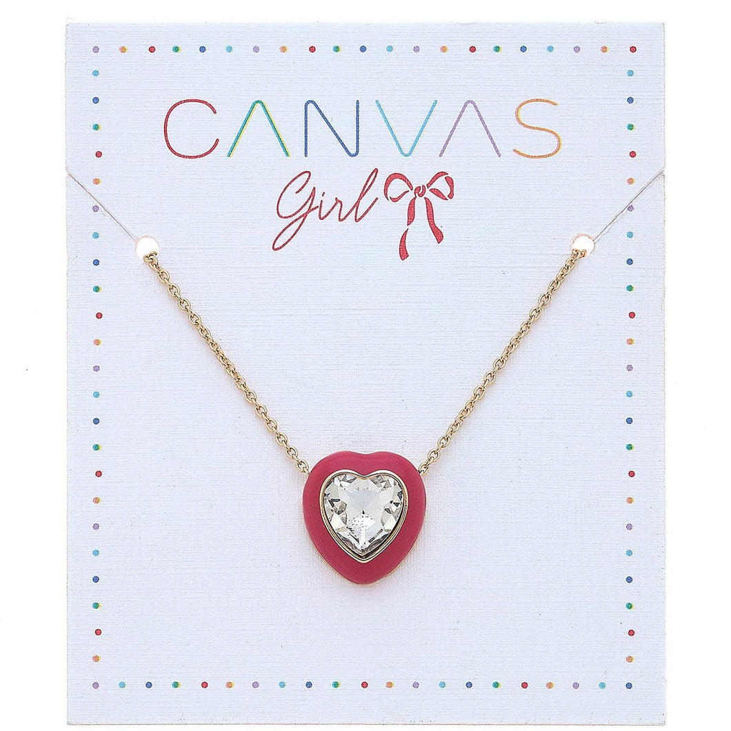 Zoey Heart Delicate Children's Necklace in Fuchsia