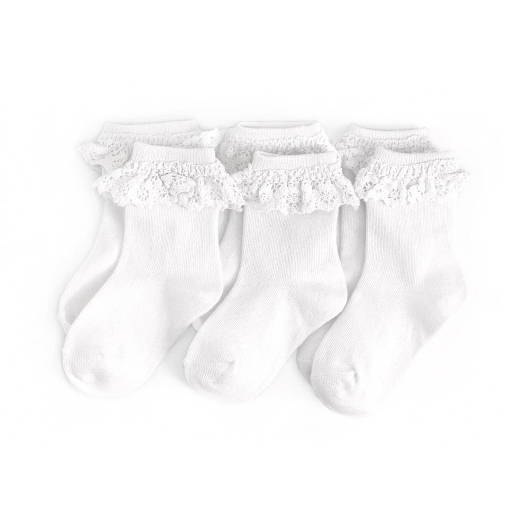 White Lace Midi Sock 3-Pack: 1.5-3 YEARS