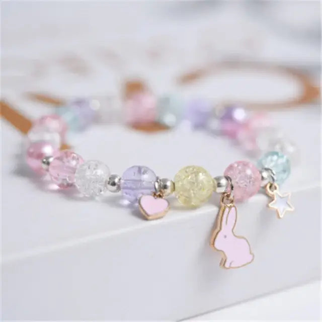 Crushed Glass Bead Bracelet - Bunny Love