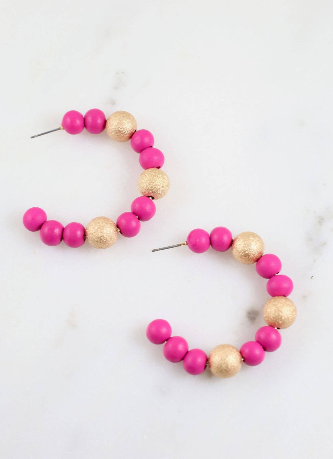 Harwich Beaded Hoop Earring FUCHSIA