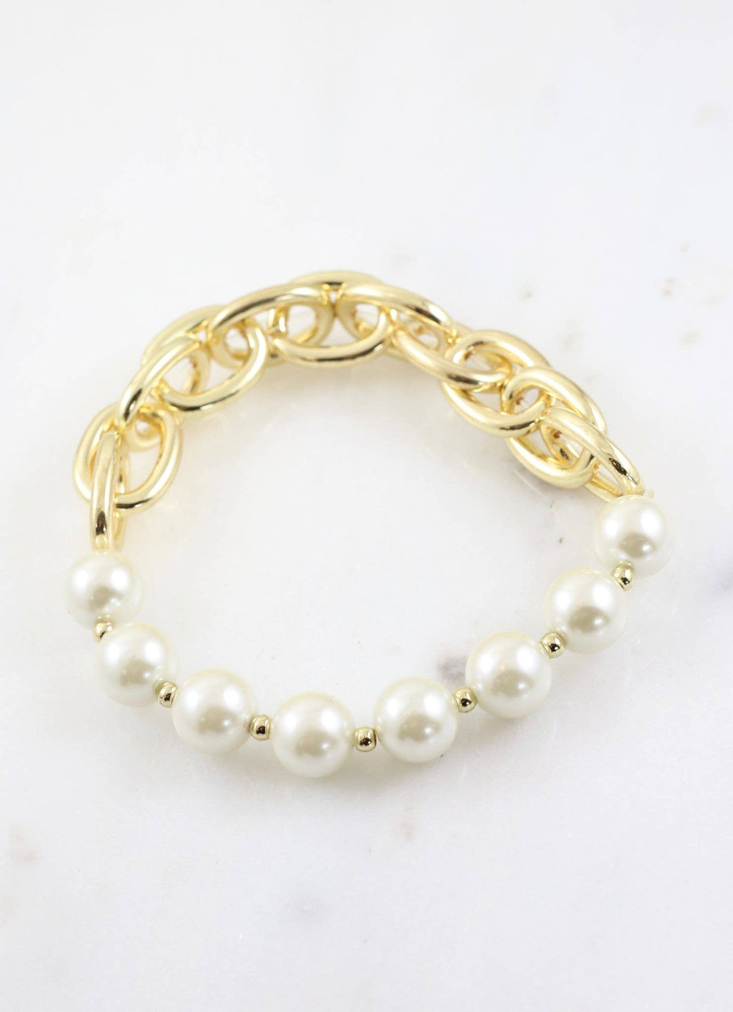 Jasmin Pearl Stretch Bracelet GOLD