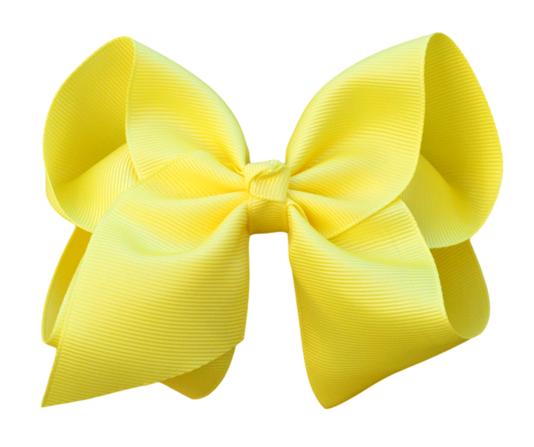 4 inch Solid Grosgrain Bow: Yellow / 4 Inch