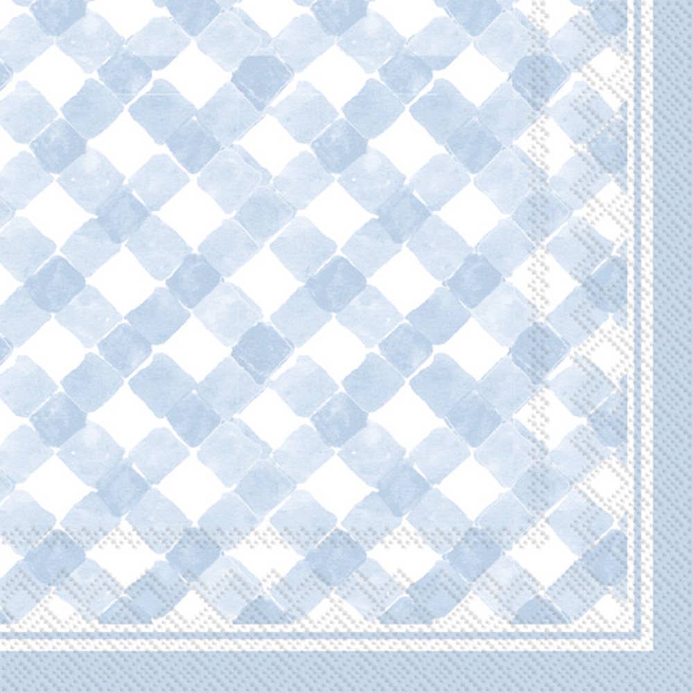 Paper Cocktail Napkin Gingham Light Blue