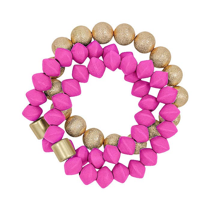 Pink and Gold Wood Stack