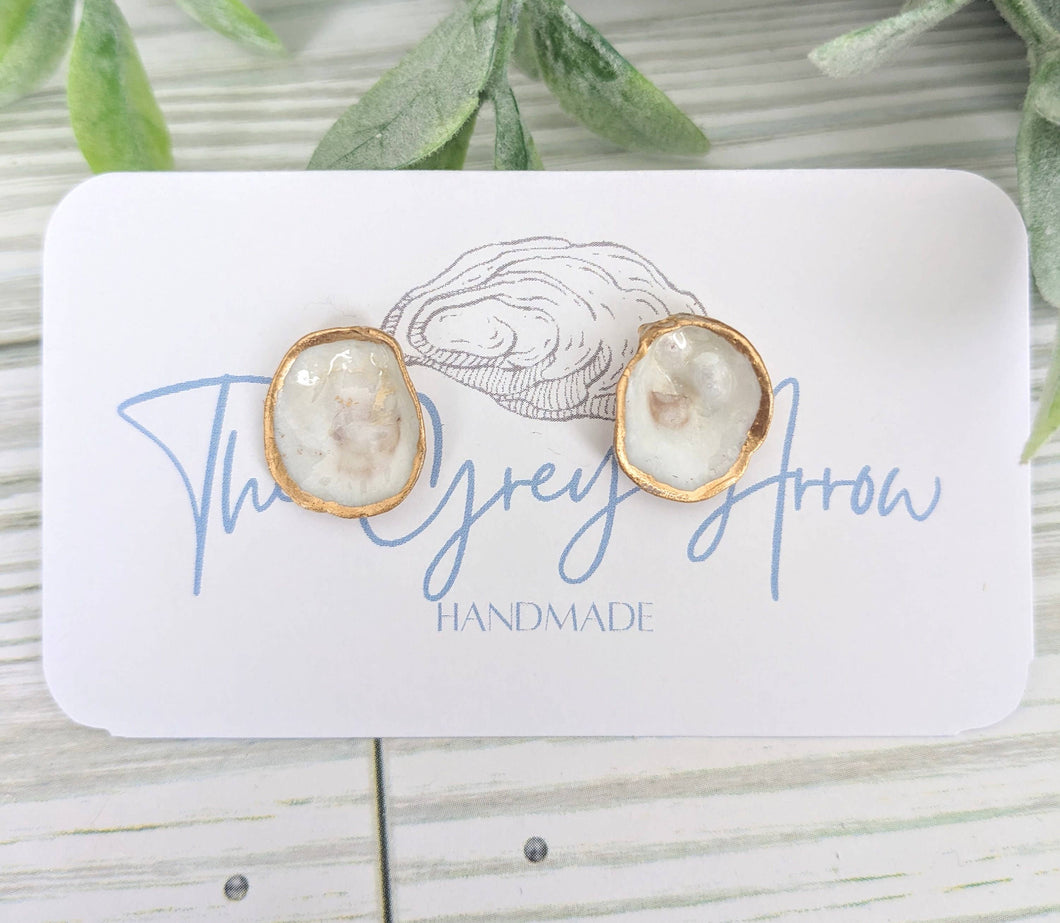 Dainty Oyster Shell Stud Earrings