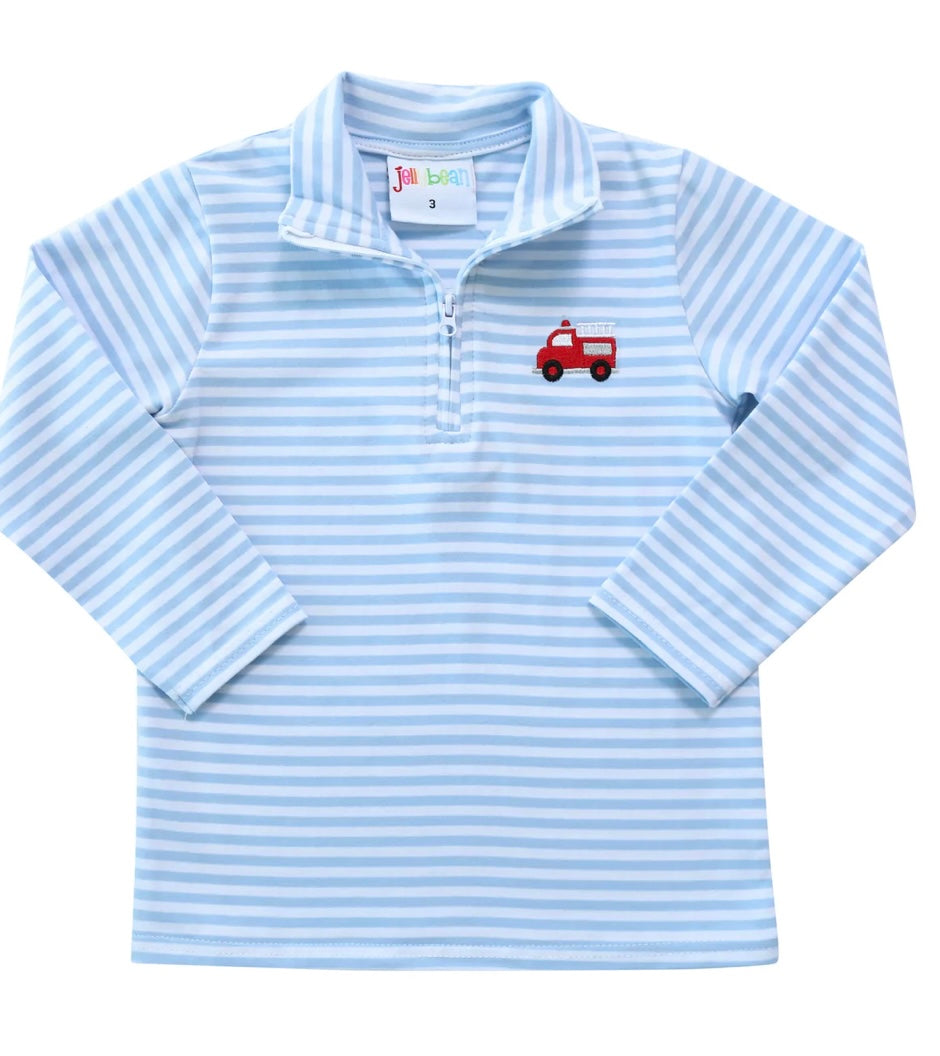 1/4 Zip pullover Fire Truck Embroidery