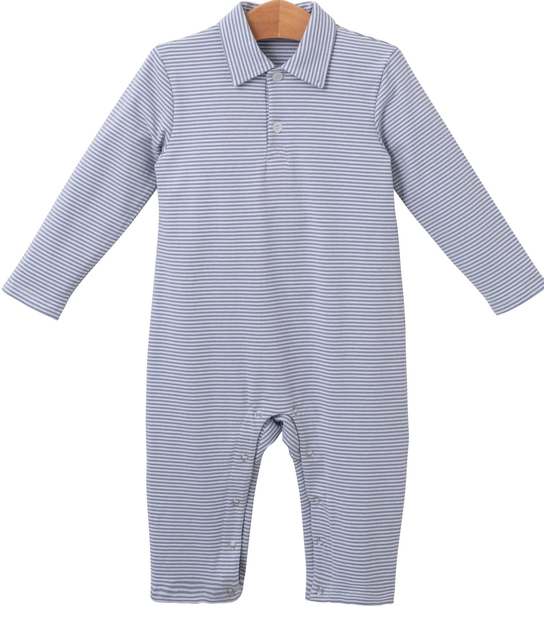 Michael Polo Romper- Slate Stripe