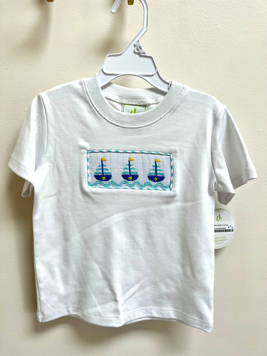 Sailboat Harry’s play tee knit solid white short sleeve