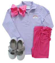 Load image into Gallery viewer, Quarter Zip Pullover-rainbow embroidery
