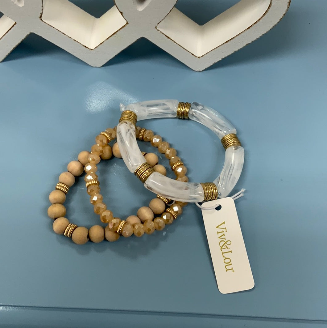 White Madison bracelet stack