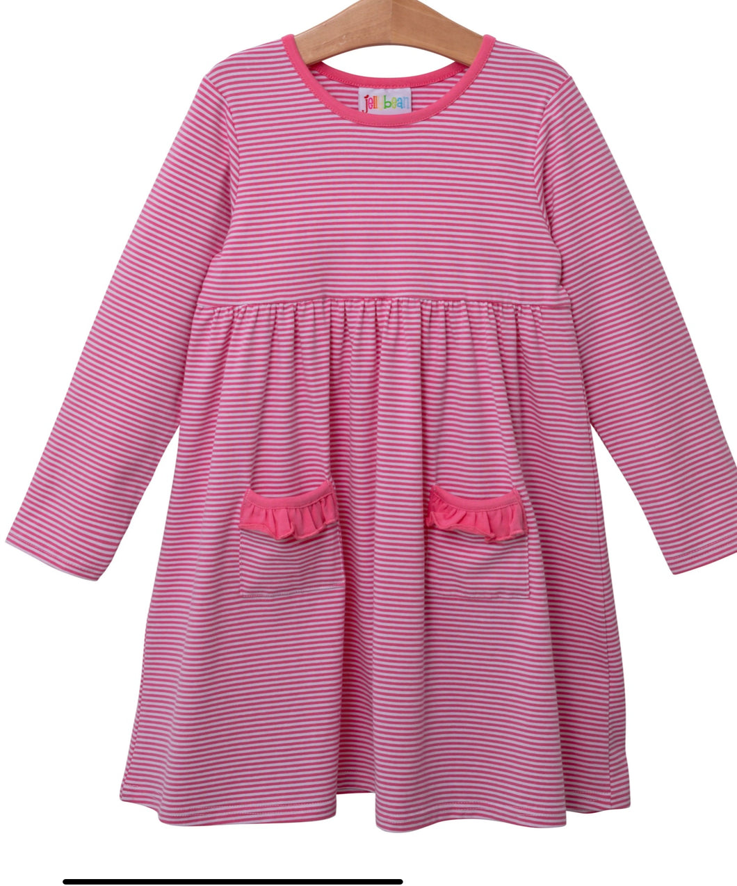 Pink Stripe Pocket dress with Pink Trim