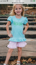 Load image into Gallery viewer, Girls seersucker ruffle shorts
