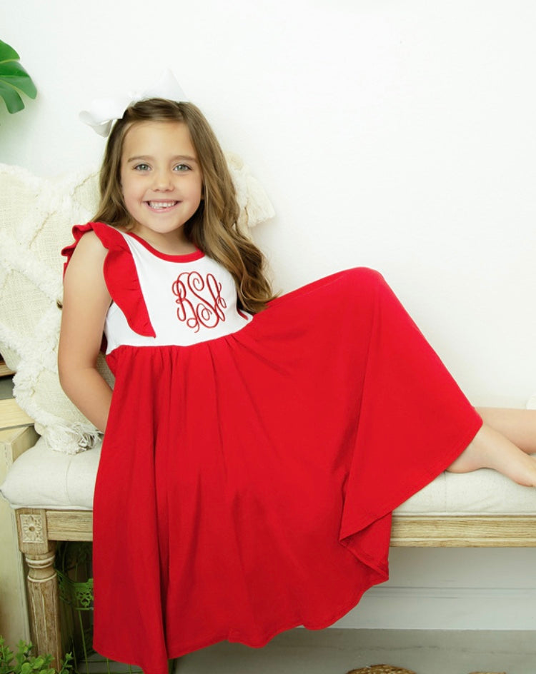 Girls flutter sleeve twirl dress