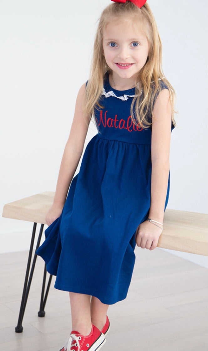 Girls sleeveless dress with lace