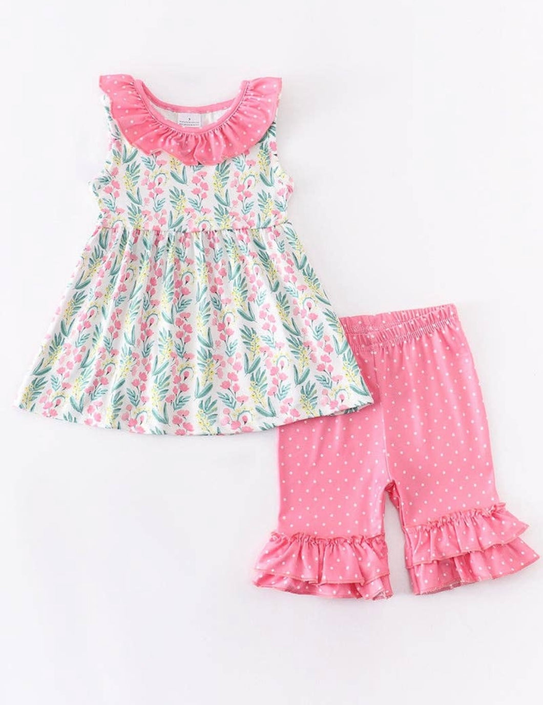 Pink floral ruffle set