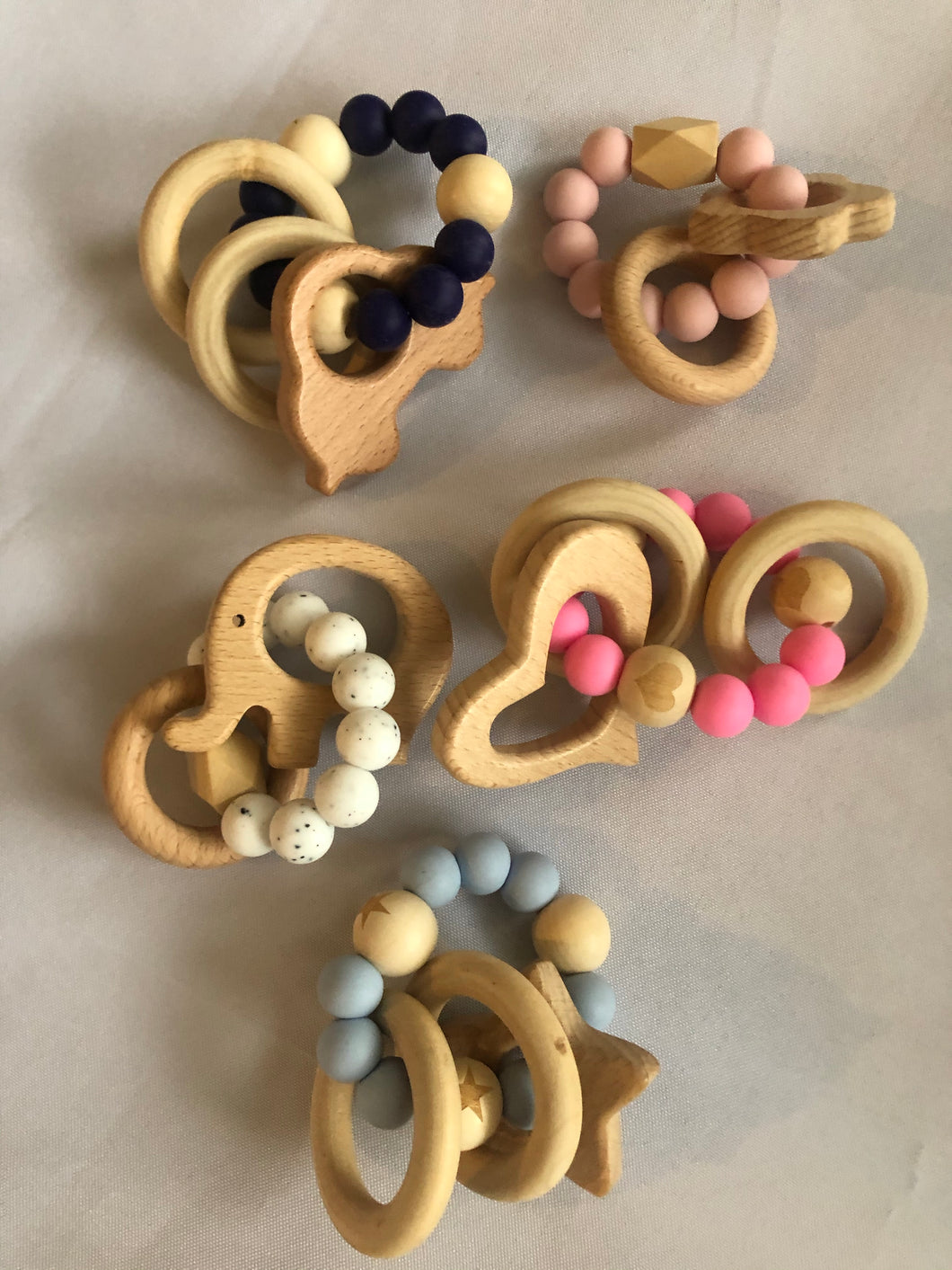 silcone bead teether with two ring design