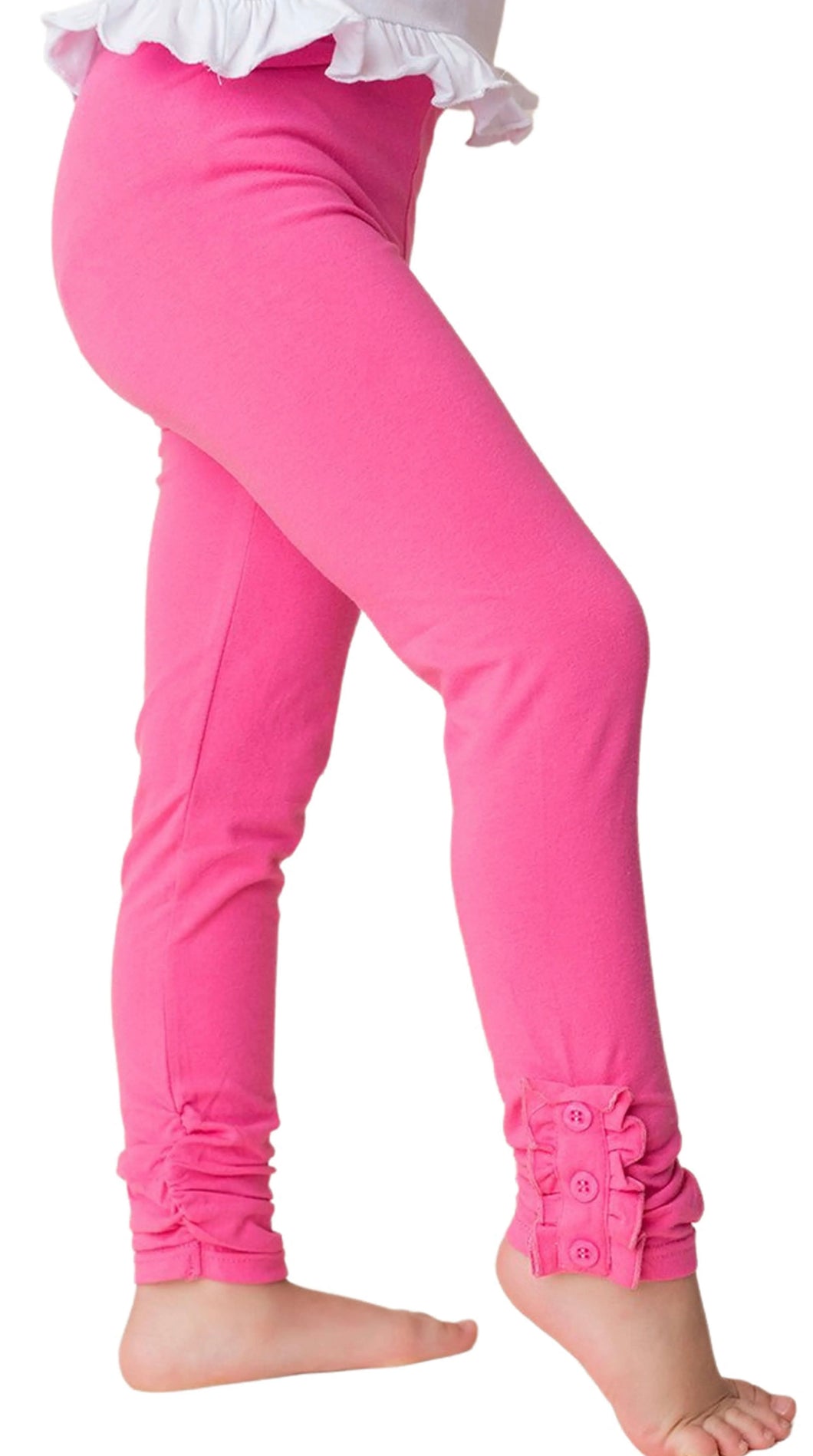 Ruffle Button Leggings-hot pink