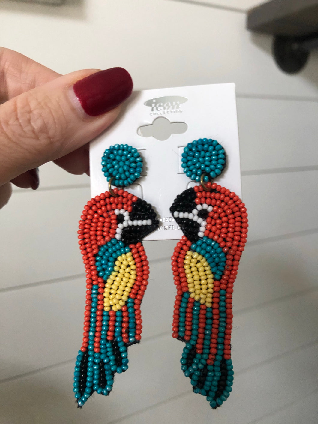 Toucan Seed bead earrings