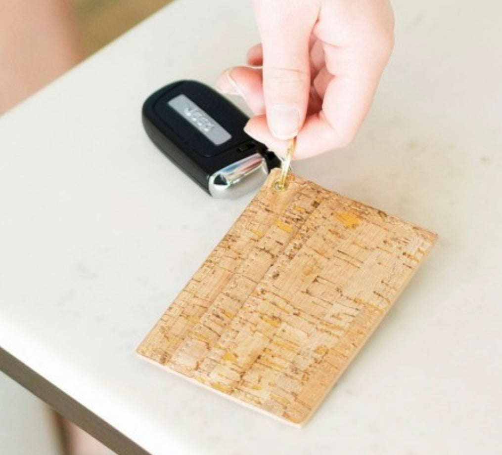 Cork wallet keychain