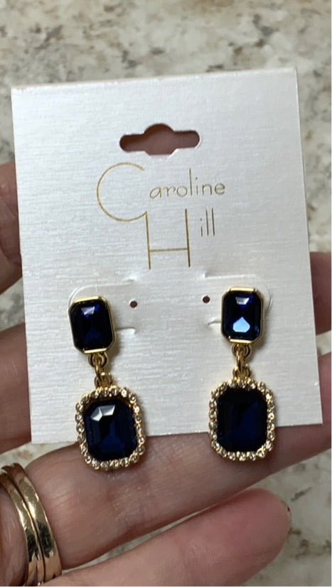 McElroy Stone Drop Earrings-Navy