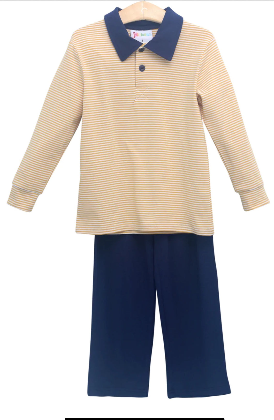 Mustard Stripe and Navy Michael Polo Pants set