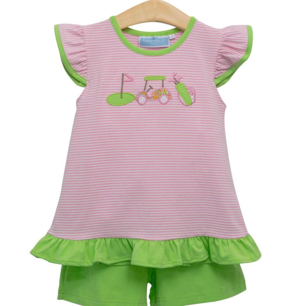 Golf trio applique ruffle short set