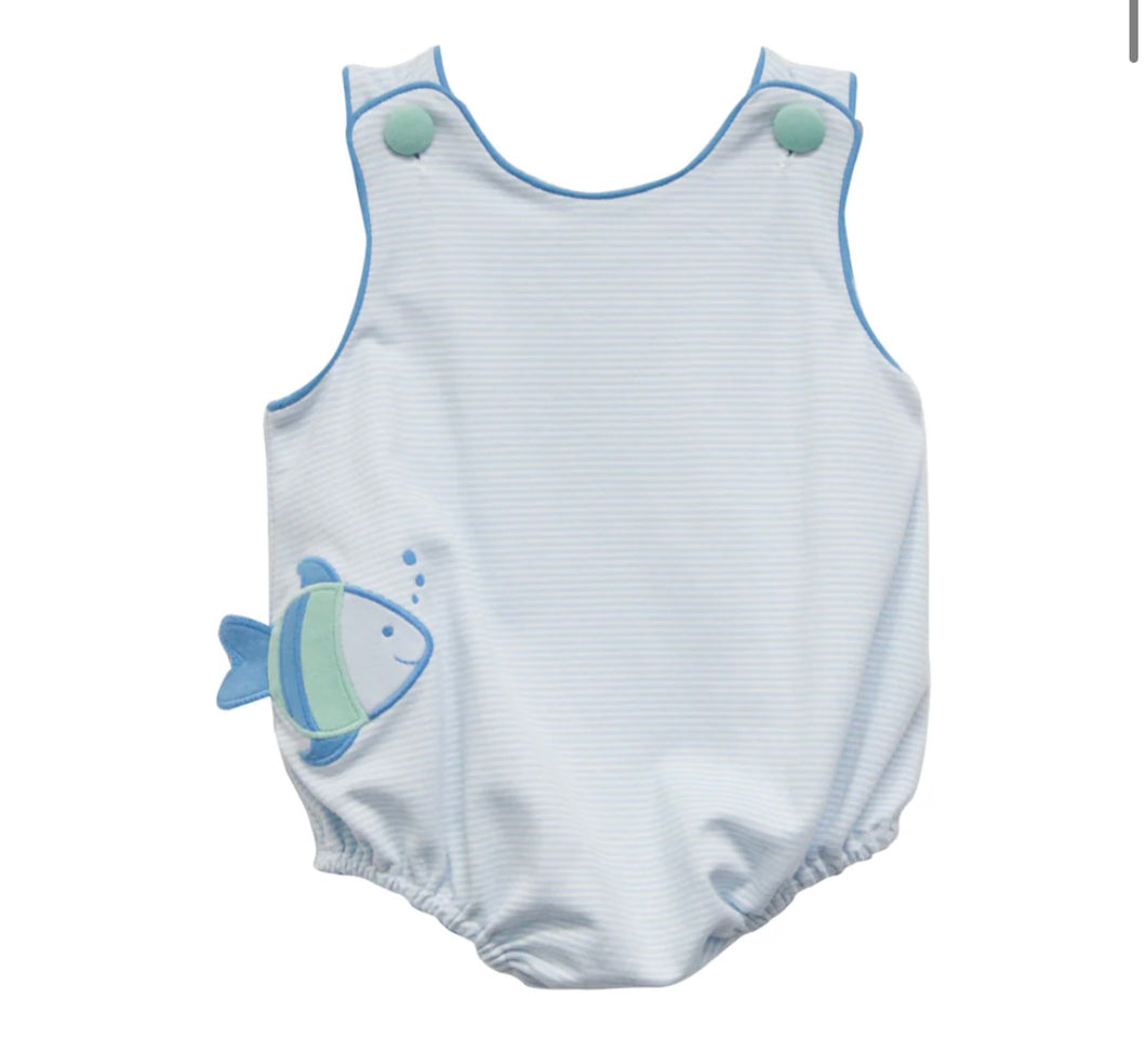 Fish Christopher sunsuit knit bitty light blue sleeveless