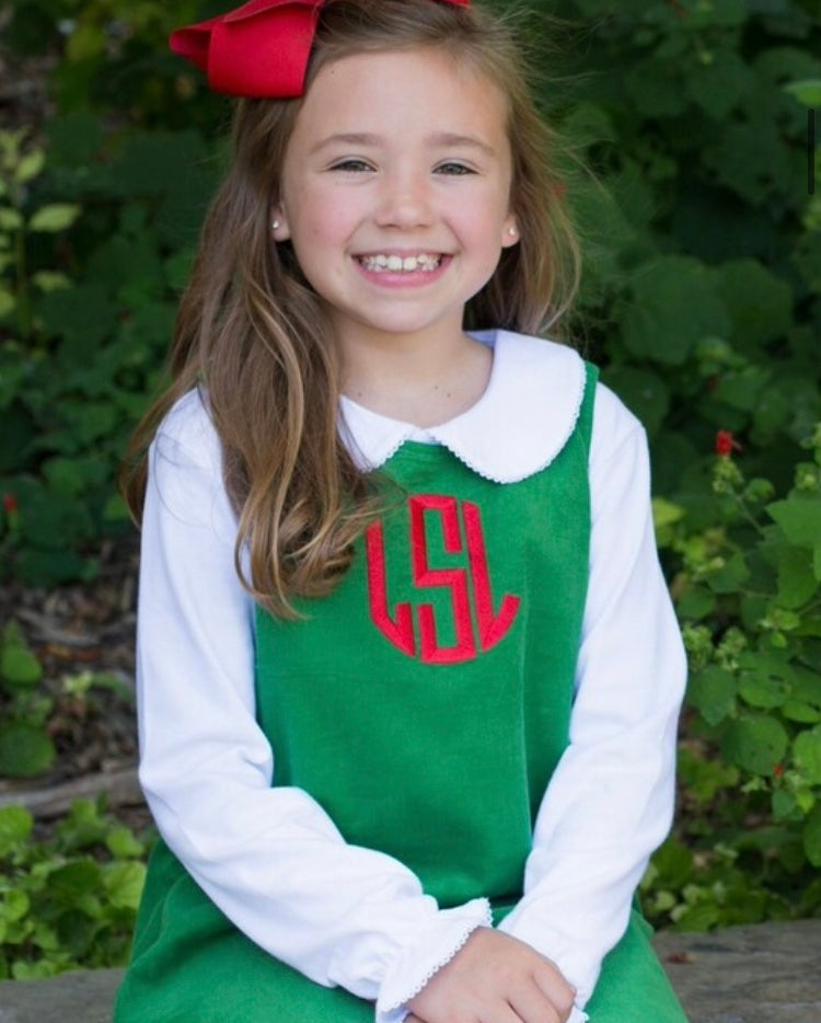 Girls picot trim Peter Pan collar shirt