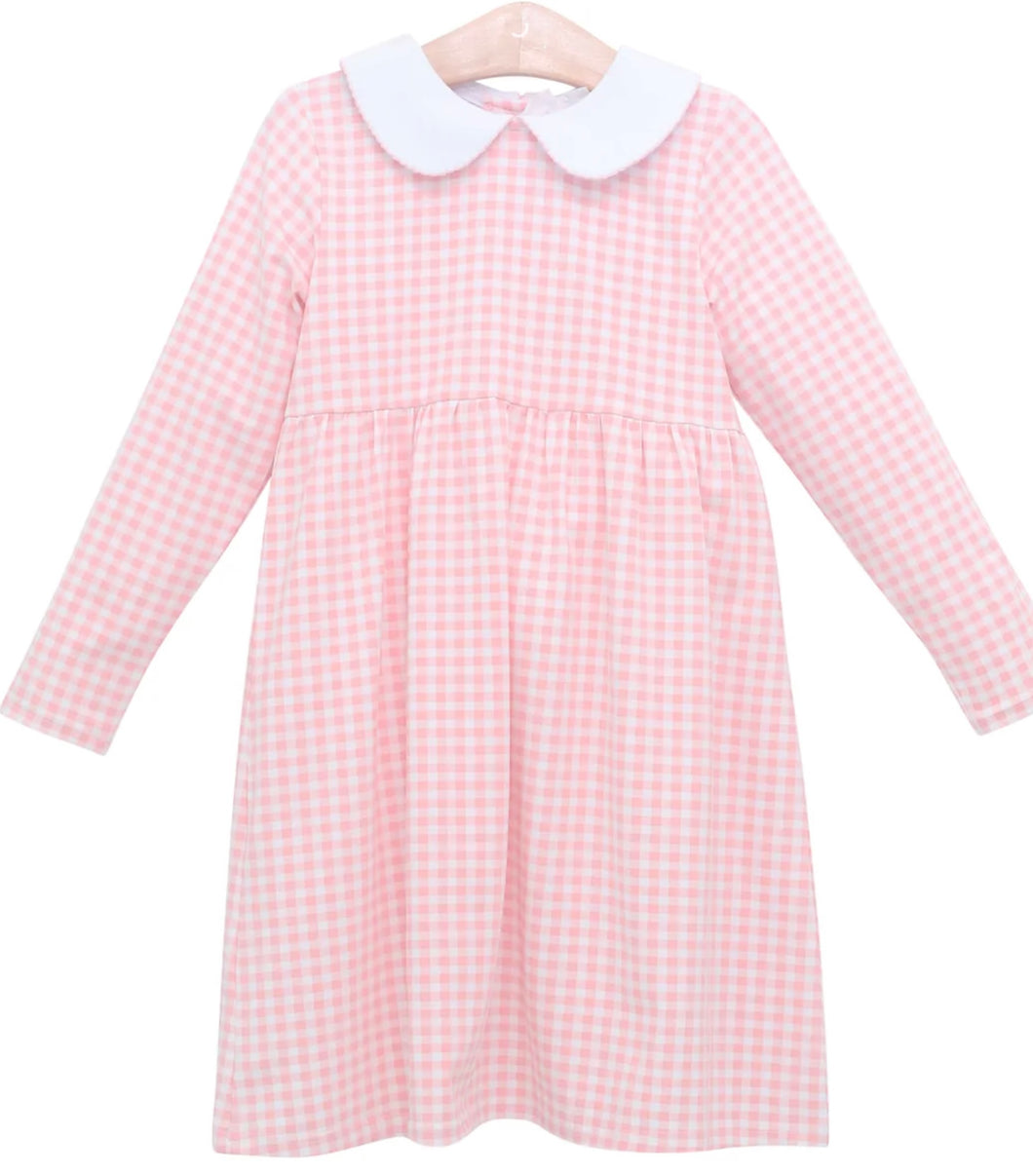 Pink Gingham Charlotte Dress Long Sleeve